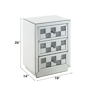 Noralie - 18" X 14" Accent Table With Faux Diamonds - Mirrored