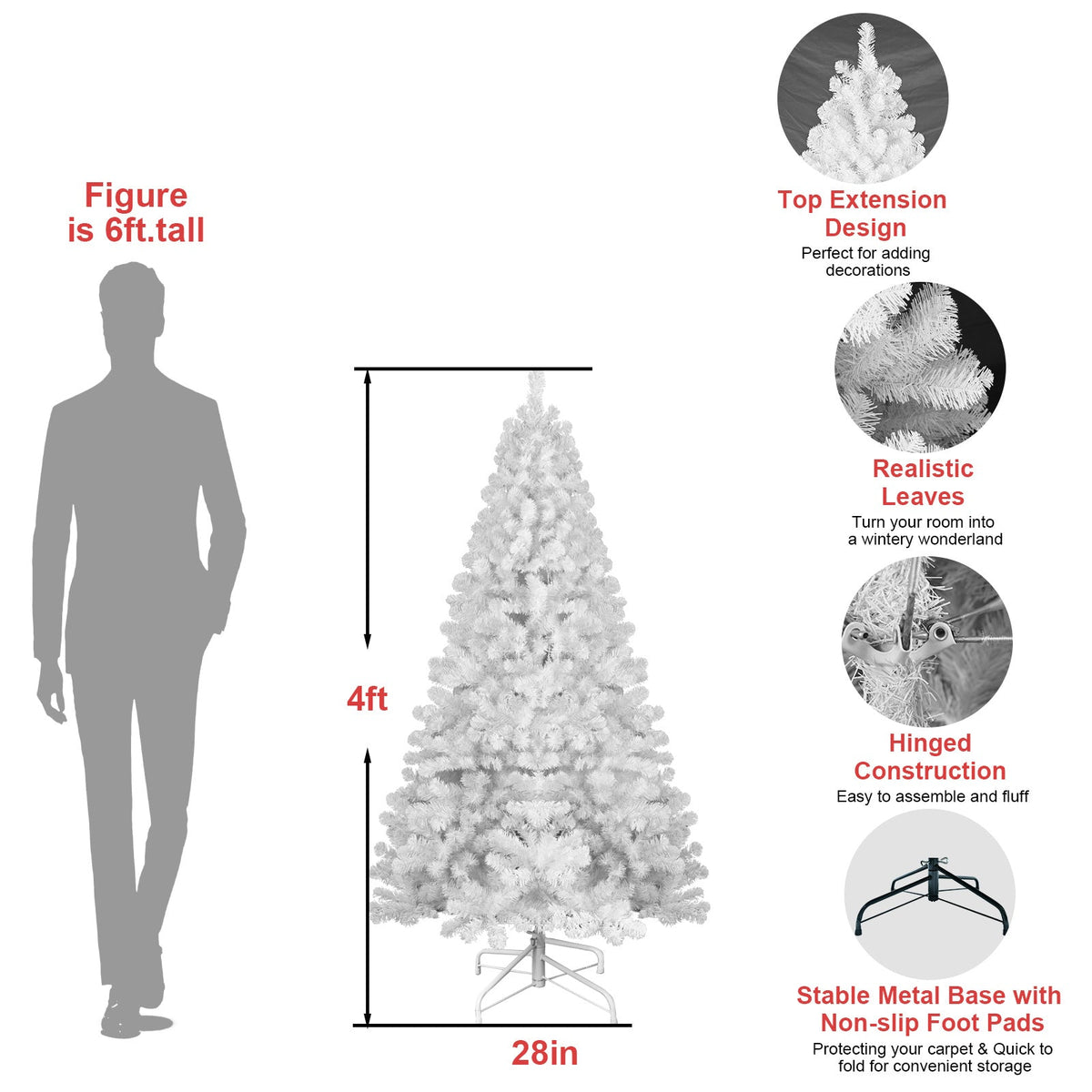 7ft White Christmas Tree with Memory Wire and 1064 Tips - White
