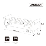 Wide Modern Upholstered Storage Bench With Rolled Armrest