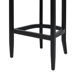 Americana Mid-Century Modern 30.5' Cane Back Bar Stool, Jet Black