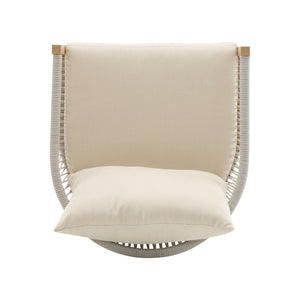 Modern Curved Aluminum Lounge Chair With Stylish Rope Weave Design And Cushioned Comfort For Outdoor