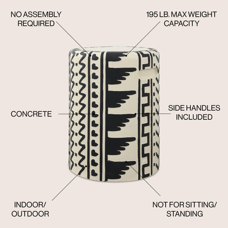 Yoli MidCentury Modern Geometric Drum Garden Stool