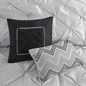7 Piece Tufted Comforter Set Grey Queen