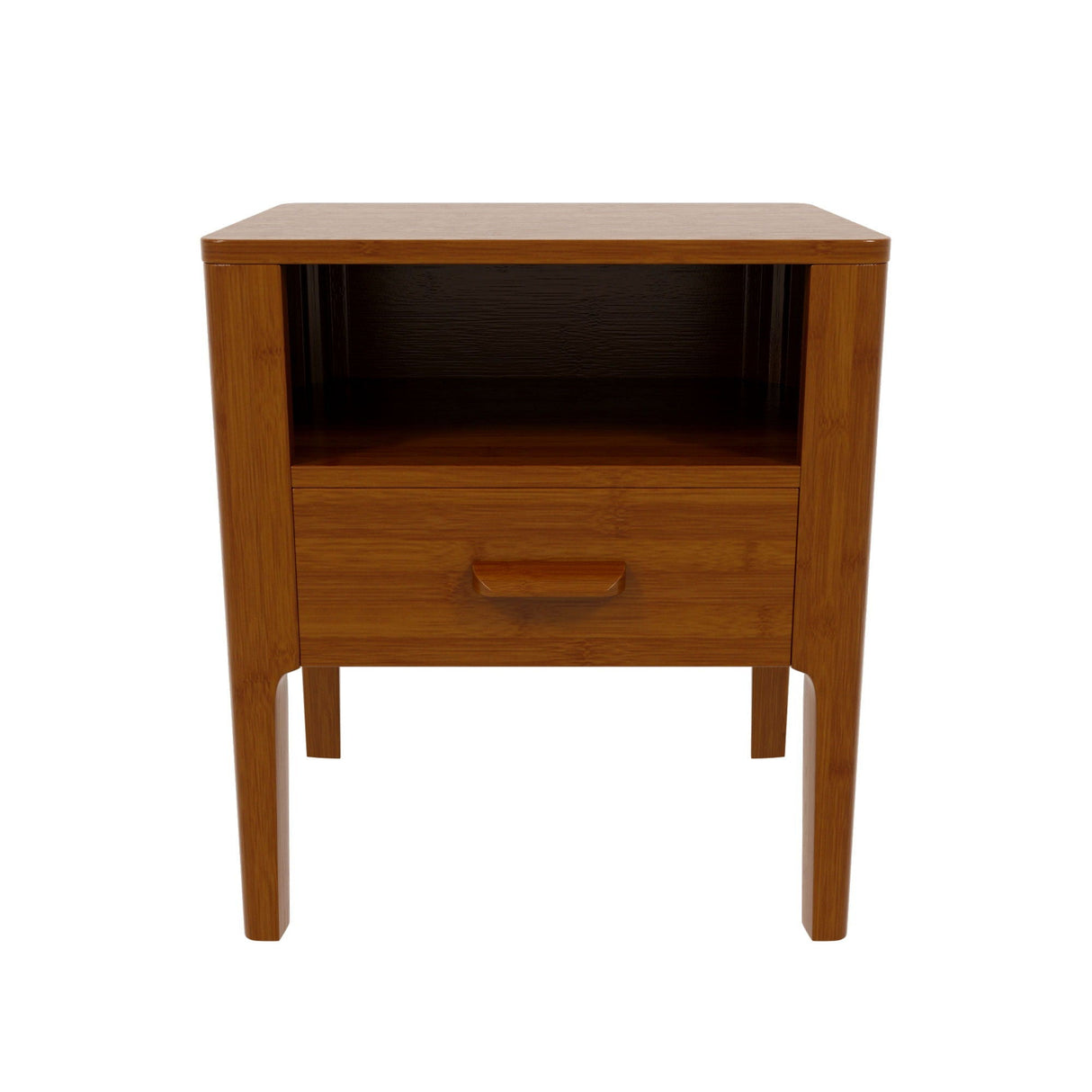 Nightstand With Drawer And Open Shelf - Brown