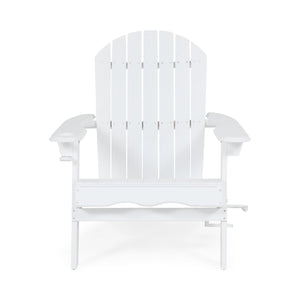 Zenithia Outdoor Foldable Adirondack Chair with 2 Cup Holders, White