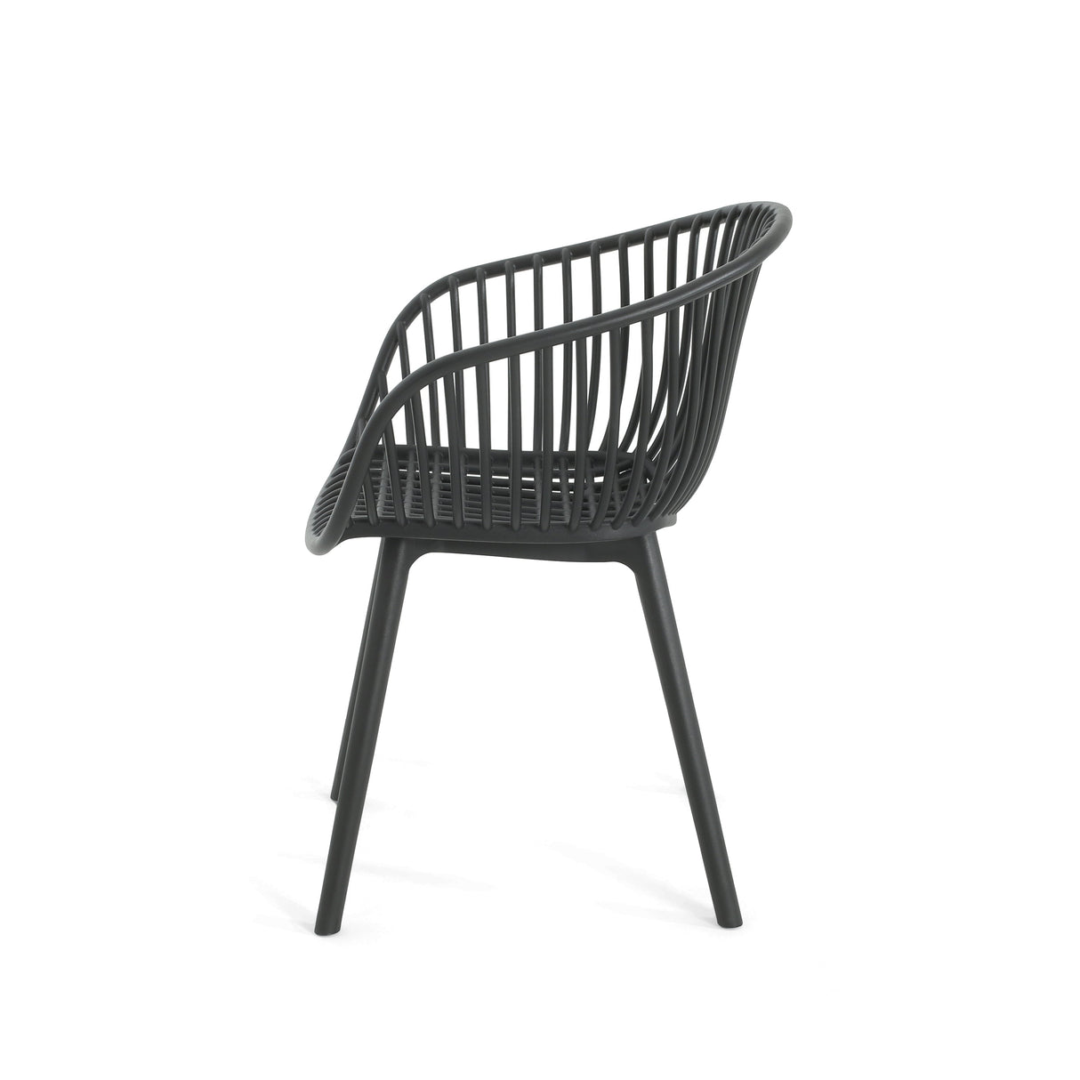 Modern Mykonos Outdoor Dining Chairs Set of 2 with Weather-Resistant Black Plastic Resin