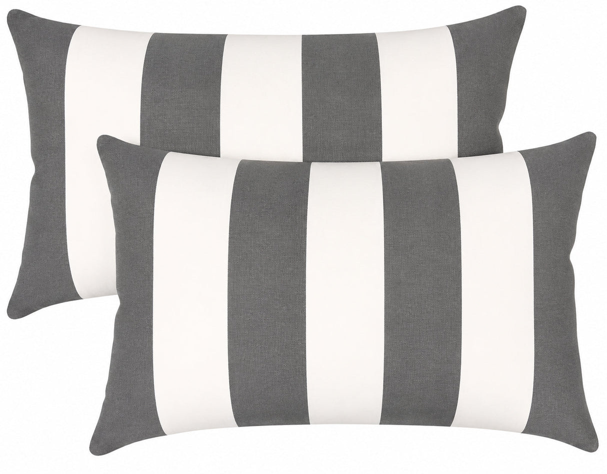 4 Pack Outdoor Lumbar Pillow with Inserts - Gray/White Striped