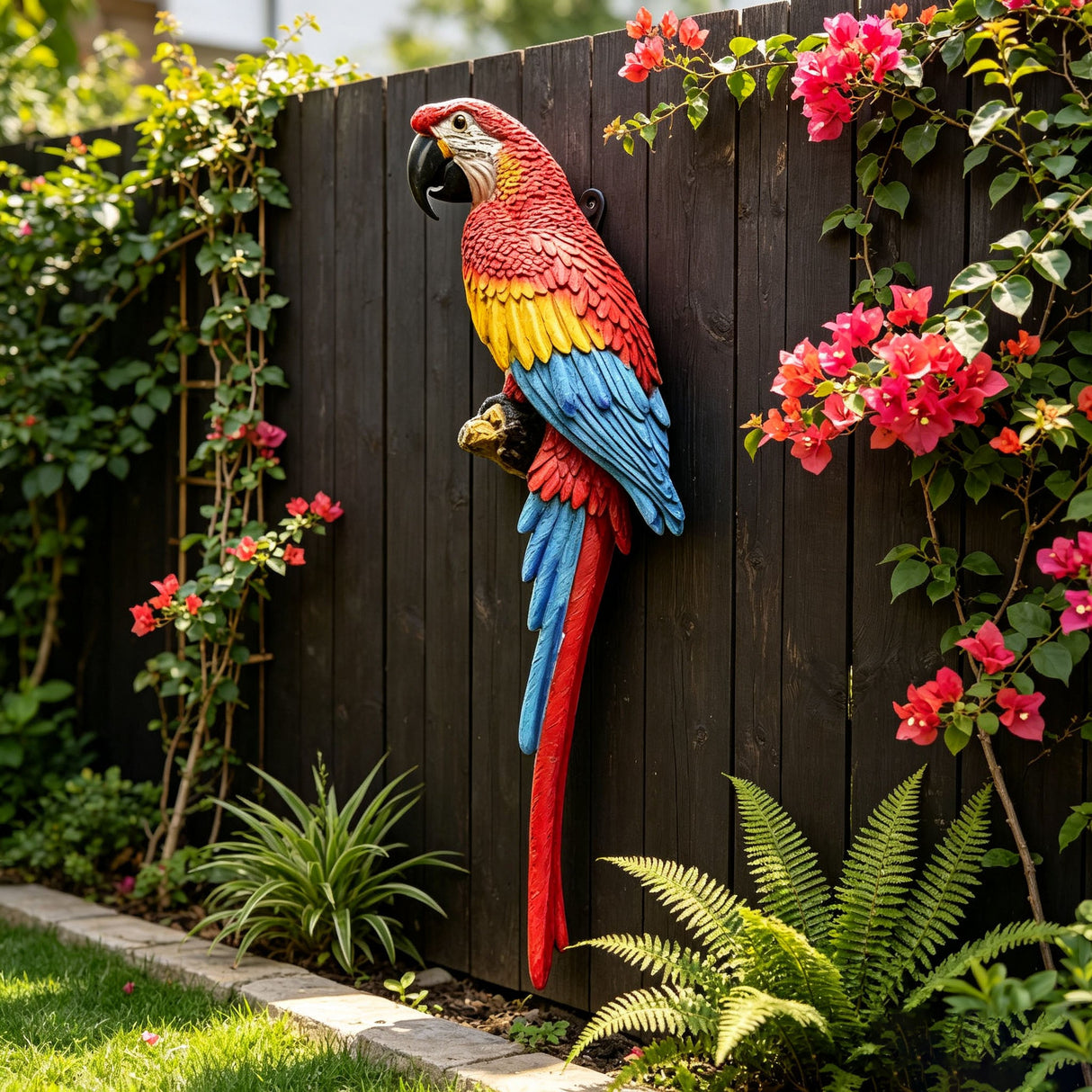 Hanging Scarlet Macaw Parrot Statue