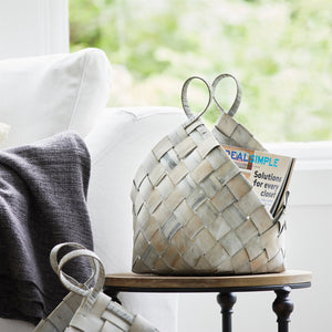 Woven metasequoia wood basket with handles (set of 4)