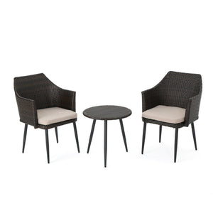 Kenneth - 3 Pieces Chat Set Outdoor Furniture - Brown Multi