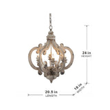 Farmhouse 6-Light Wood Chandelier Pendant Light Fixture