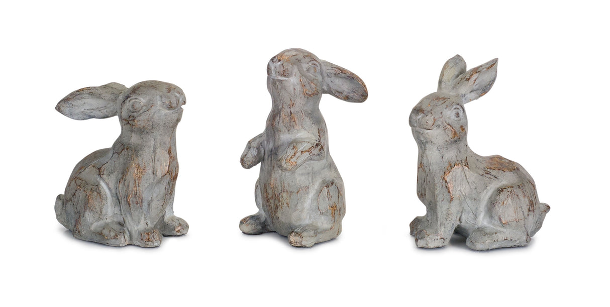 Washed stone garden rabbit figurine (set of 6)