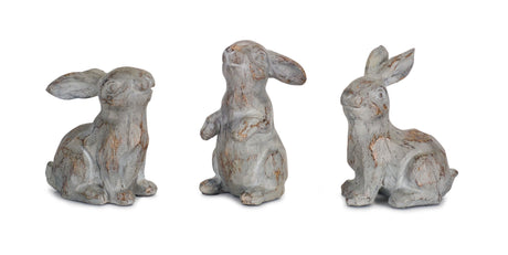 Washed stone garden rabbit figurine (set of 6)