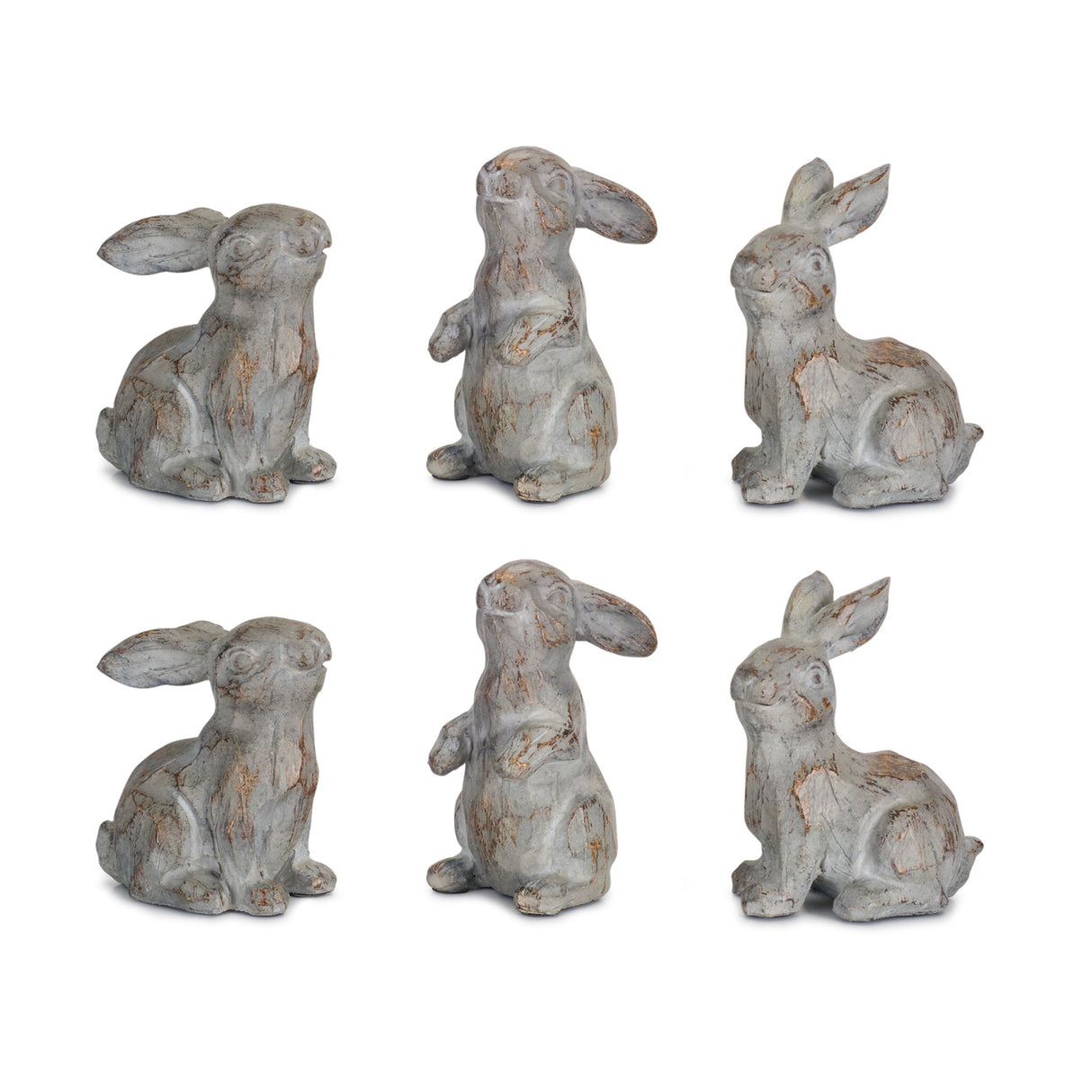 Washed stone garden rabbit figurine (set of 6)