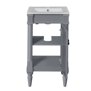 Bathroom Vanity With Sink, Storage Cabinet With Door, Drop In Sink, Compact Freestanding Design