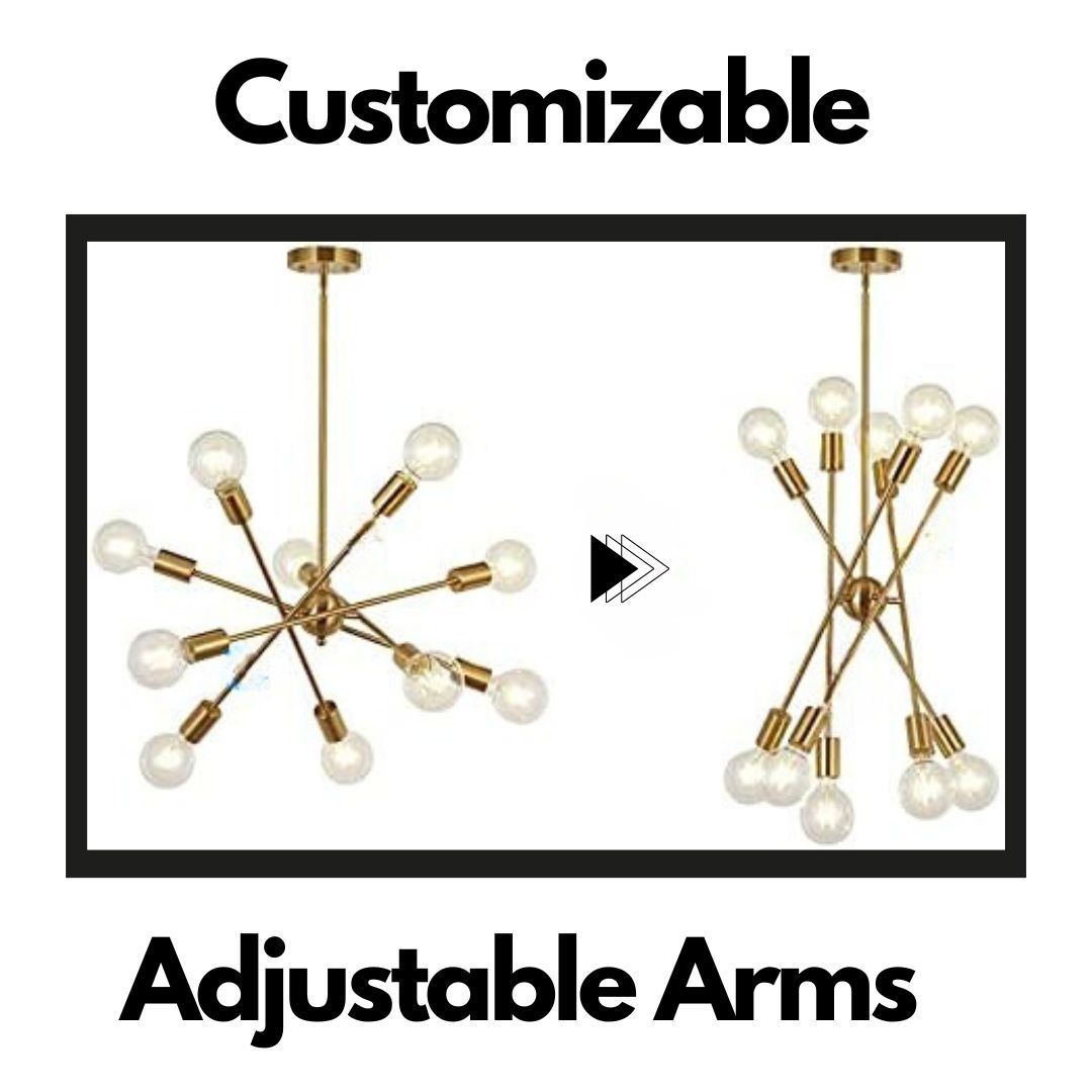 Modern chandelier lighting 10 lights with adjustable arms
