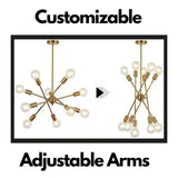 Modern chandelier lighting 10 lights with adjustable arms