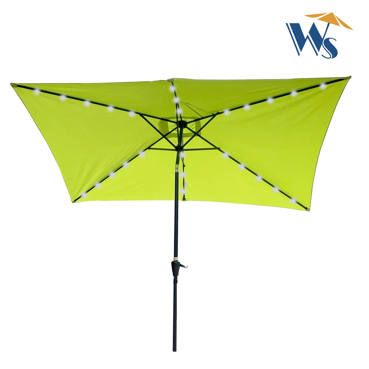 10x6.5ft solar led patio umbrella with crank & tilt