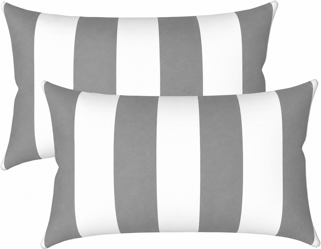 4 Pack Outdoor Lumbar Pillow with Inserts - Gray/White Striped