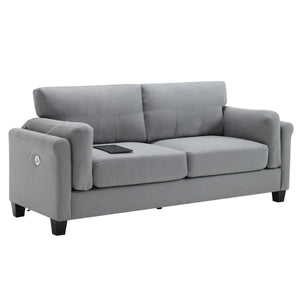 Modern Gray Sofa with Integrated USB and Type-C Charging