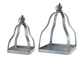 Galvanized metal lantern with open design (set of 2)