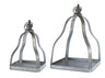 Galvanized metal lantern with open design (set of 2)