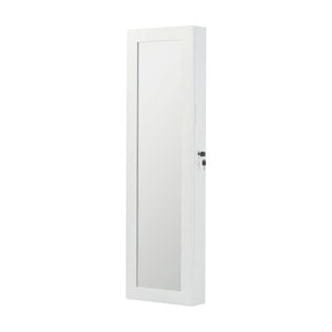 Jewelry Armoire Organizer With Full Length Mirror, Wall Mounted Lockable Cabinet With LED Light