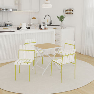 4 Piece Set Of Modern Color Block Designed Single Chairs With Folding Square Table