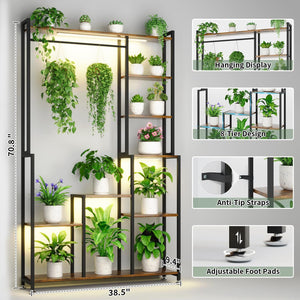 Large Indoor Plant Stand with Grow Light