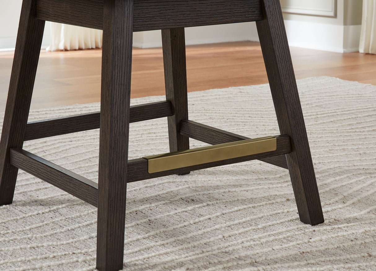Burkhaus - Upholstered Swivel Barstool (Set of 2) - Beige / Dark Brown