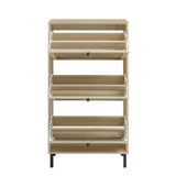 Modern Rattan 3 Door Shoe Rack Cabinet For Entryway