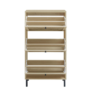 Modern Rattan 3 Door Shoe Rack Cabinet for Entryway
