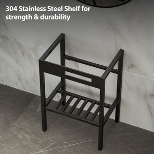 Console Sink With Legs, 24" X 18", Durable Porcela With Frame - White / Black