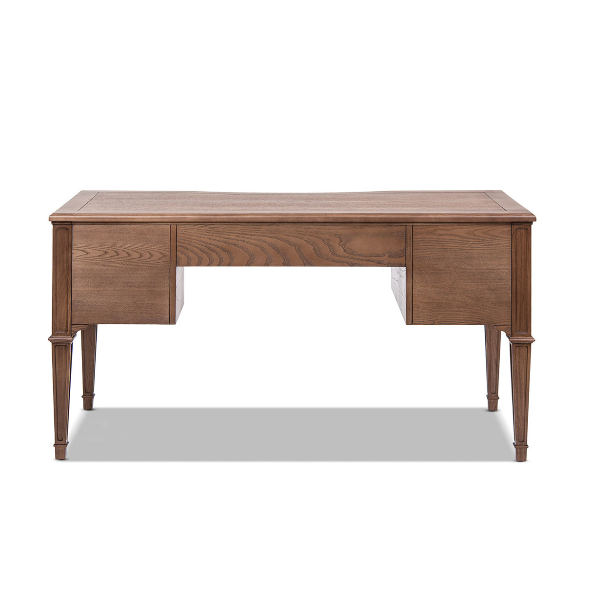 Dauphin Gold Accent 5-Drawer Wood Executive Desk Brown Ash Wood & Veneer
