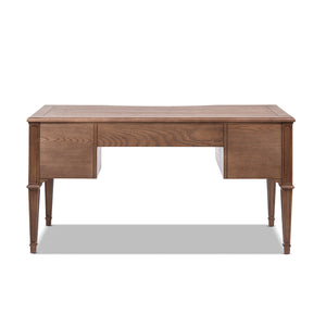 Dauphin Gold Accent 5-Drawer Wood Executive Desk Brown Ash Wood & Veneer