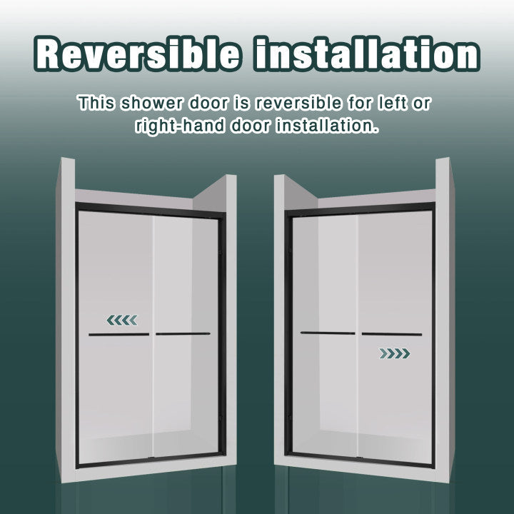 Aluminum Frame Double Sliding Shower Door - Bypass Bathroom Door