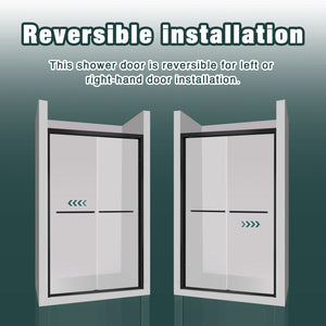Aluminum Frame Double Sliding Shower Door - Bypass Bathroom Door