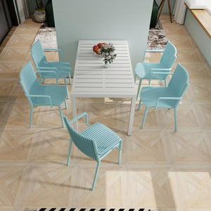 4 Piece Stackable Single Chairs With Vertical Stripe Design For All Weather