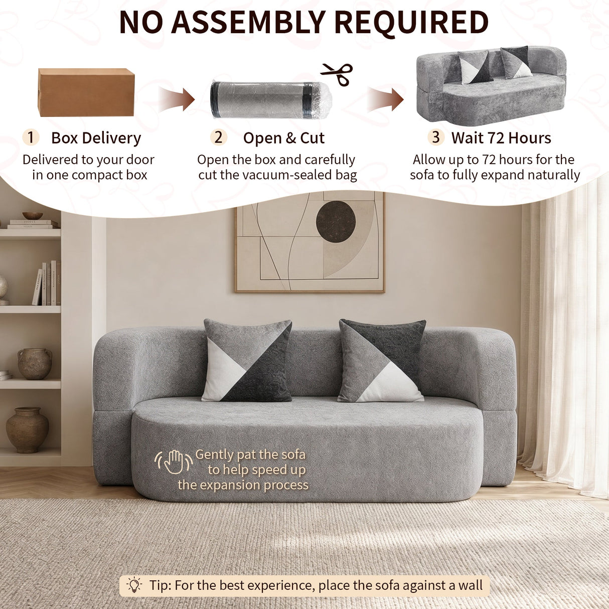 Eggshell Sofa Bed - Convertible Boneless Couch