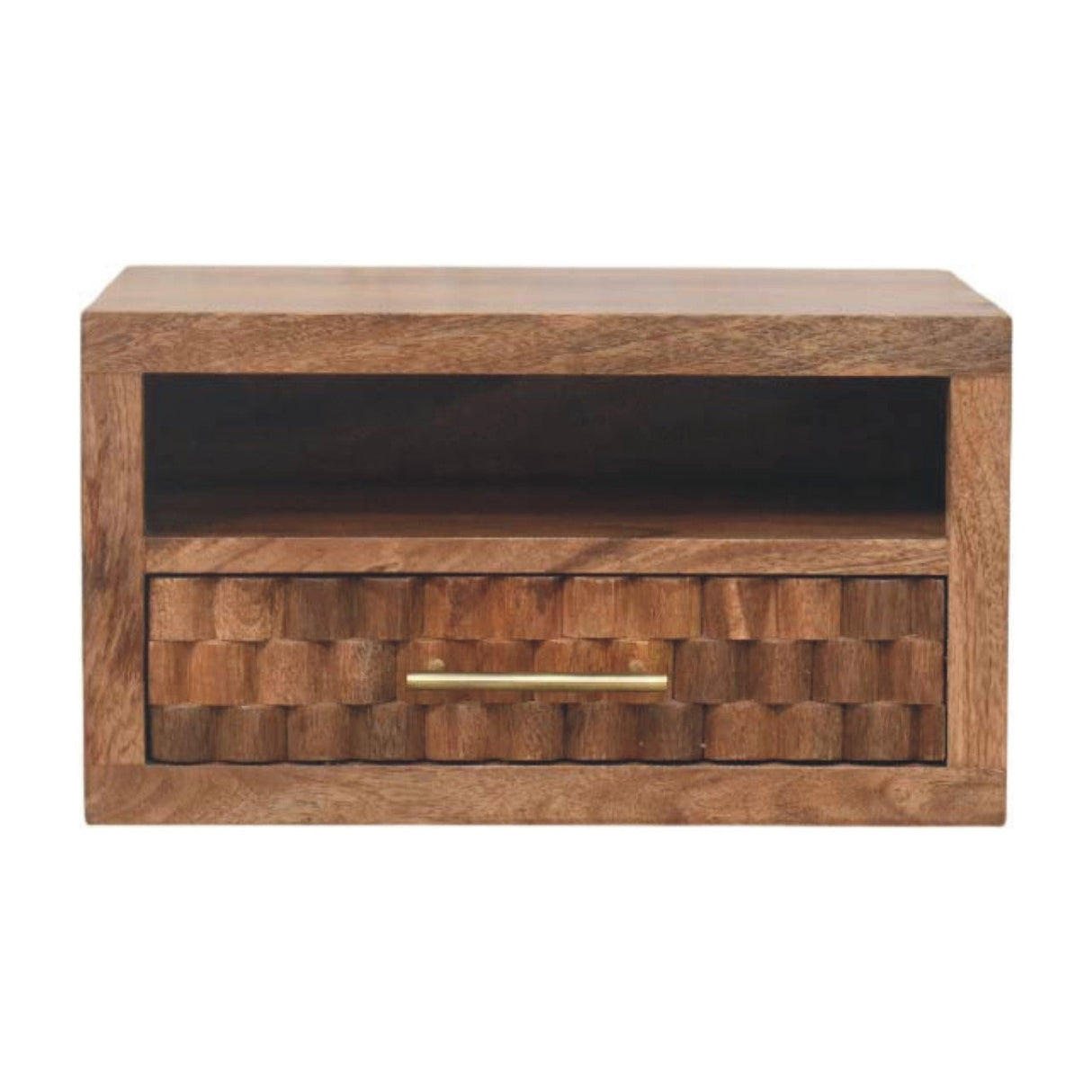 Solid Wood Arno Wall-Mounted Nightstand in Golden Teak