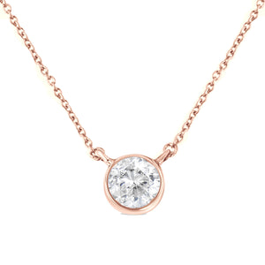 .925 Sterling Silver 1/2 Cttw Diamond Bezel 18" Pendant Necklace (I-J Color, I2-I3 Clarity)
