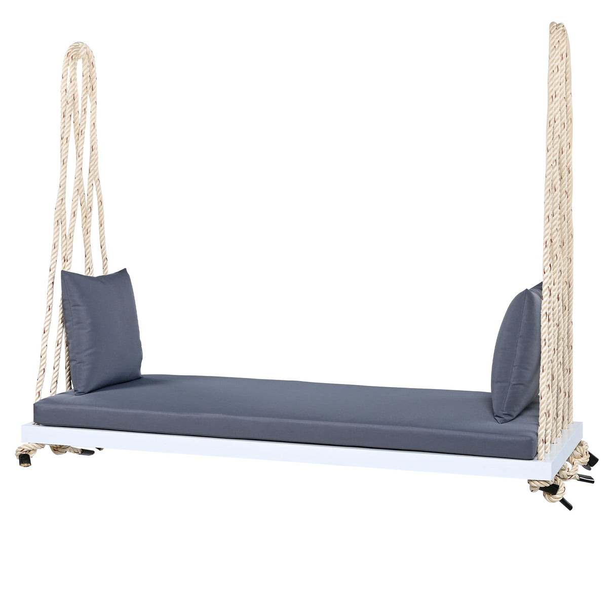 TOPMAX Patio Wooden Swing Chair with Cushion & Pillows