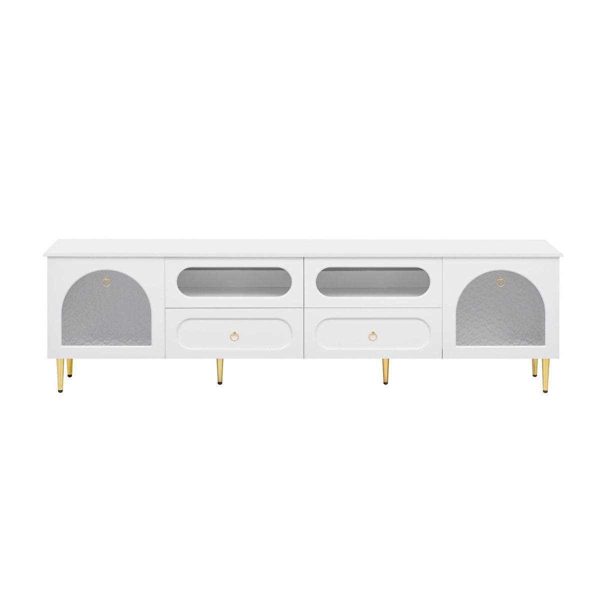 Retro TV Stand With 6 Metal Legs, 2 Cabinets, 4 Drawers