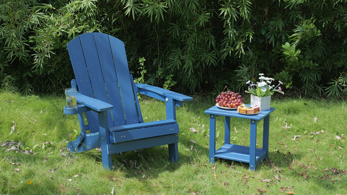 Outdoor Adjustable Lounge Chair with Built-in Cup Holder - Brown