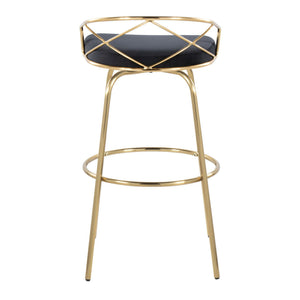 Charlotte - Glam Glam / Art Deco Fixed Height Barstool With Swivel With Round Footrest (Set of 2)