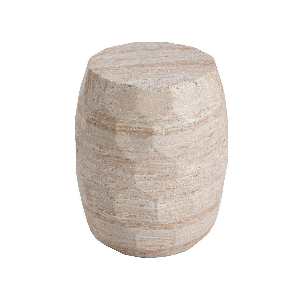 Travertine Lightweight Concrete Side Table For Indoor / Outdoor Use - Beige