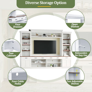 Farmhouse 4-Piece Entertainment Center with Bookshelf for TVs Up to 70"