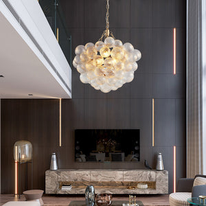 20-Inch Gold Pendant Light Chandelier with Threaded Clear Glass Globe Shade