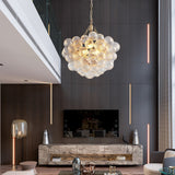20-Inch Gold Pendant Light Chandelier with Threaded Clear Glass Globe Shade