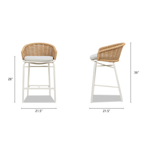 Santorini 28" Wicker Back Outdoor Bar Stool Set of 2